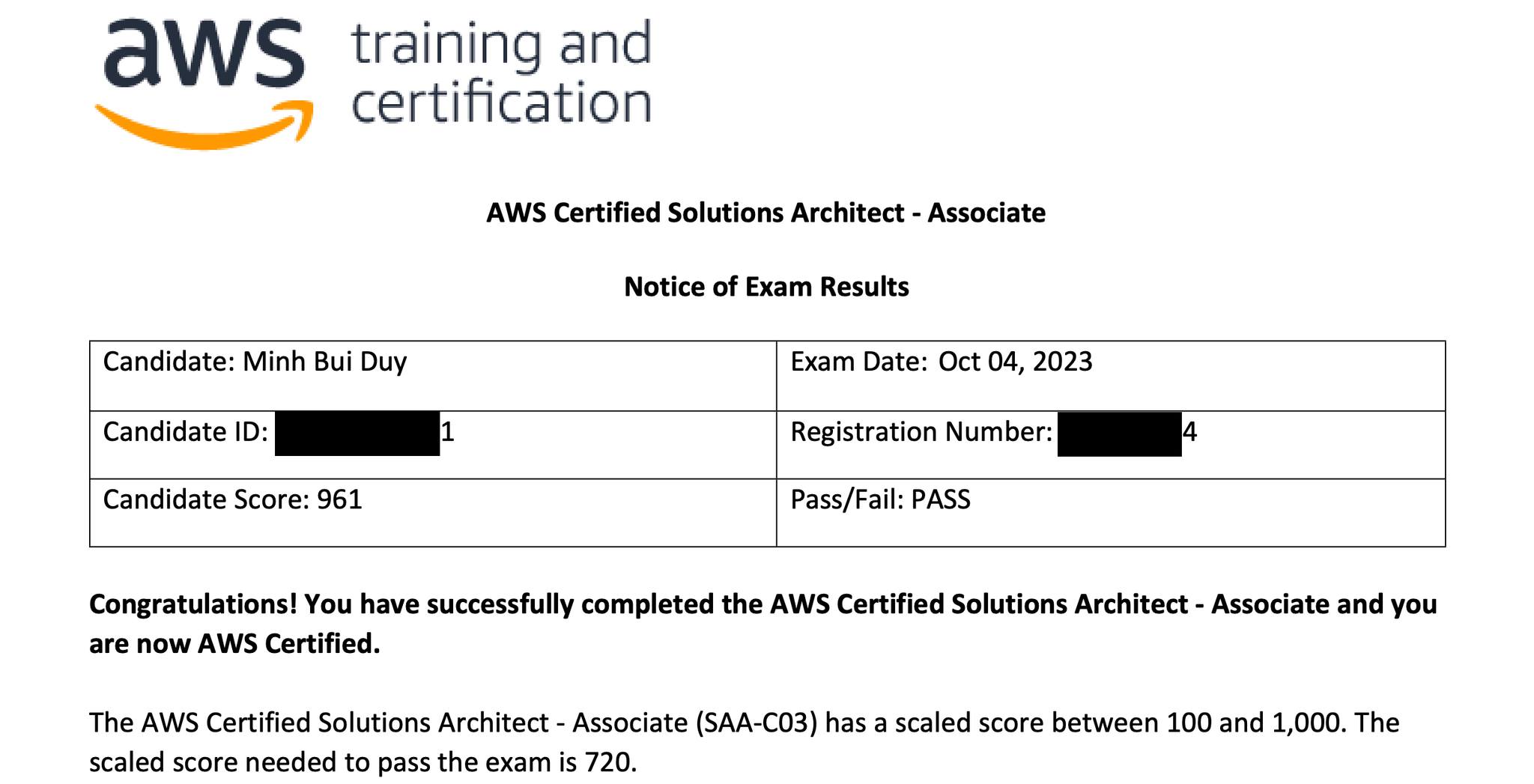 Mình đã đậu chứng chỉ AWS SAA-C03 với điểm trên 900 thế nào